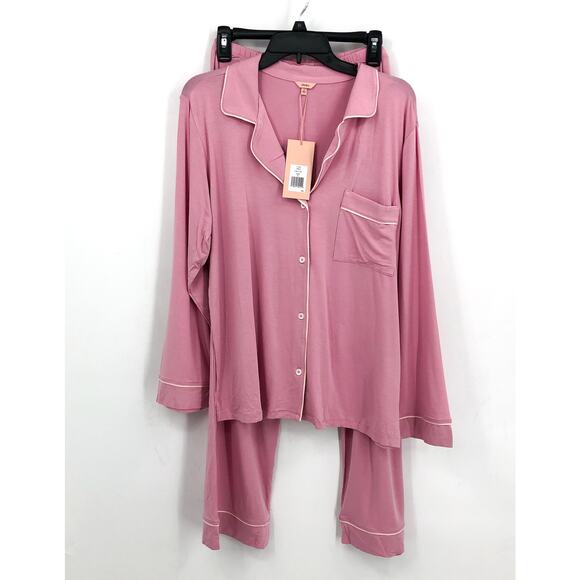 EBERJEY Gisele Long PJ Set Medium Pink Pajamas TENCEL Modal NWT - Picture 4 of 13